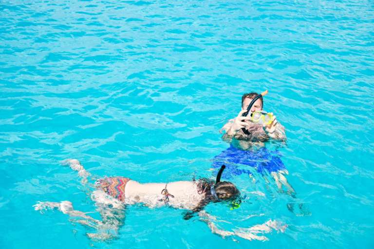 Swimming with turtles on a Barbados snorkelling trip